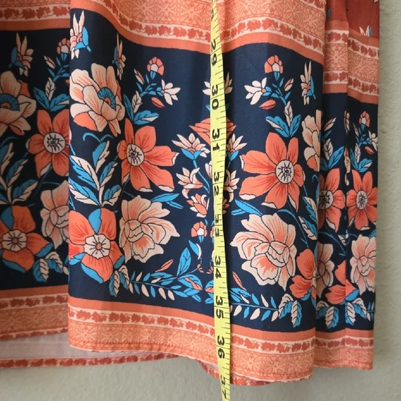 Cezele Womens Boho Floral Vneck Midi Dress Country Western Festival Tunic Small - Picture 15 of 16